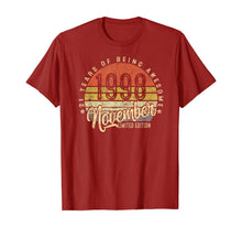 Load image into Gallery viewer, Vintage November 1998 21st Birthday Gifts 21 Years Old T-Shirt