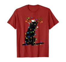 Load image into Gallery viewer, Black Cat Christmas Light T Shirt Funny Cat Lover Christmas T-Shirt