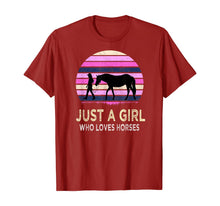 Load image into Gallery viewer, Just a Girl Who Loves Horses - Riding Retro sunset Gifts T-Shirt