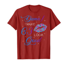 Load image into Gallery viewer, Womens Damn I Make 63 Look Good Purple Lips 63rd Birthday T-Shirt