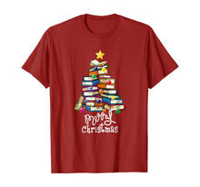 Load image into Gallery viewer, Merry Christmas Tree Shirt Love reading books Librarian nerd