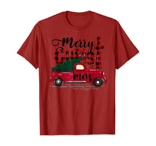 Load image into Gallery viewer, Merry Christmas Buffalo Plaid Red Truck Christian Cross Xmas T-Shirt