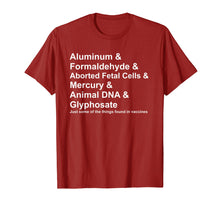 Load image into Gallery viewer, Vaccine Ingredients T Shirt Mercury Aluminum DNA Antivax