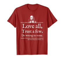 Load image into Gallery viewer, Love All Shakespeare Quote Shirt Theater Literature Gift