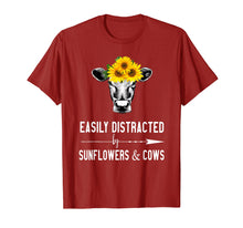 Load image into Gallery viewer, Easily distracted by sunflowers and cows T-shirt