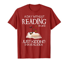 Load image into Gallery viewer, A day without reading is like.. funny bookworm Tshirt