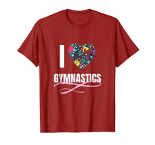 Load image into Gallery viewer, I Love Gymnastics Flower Heart Shape Girls Gift T Shirt