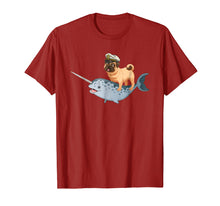 Load image into Gallery viewer, Captain Pug riding a Narwhal T-shirt Funny Pug Shirt