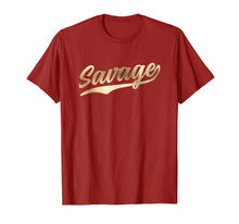 Load image into Gallery viewer, Savage T-Shirt Retro 1970s Baseball Script Font