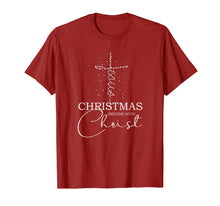Load image into Gallery viewer, Jesus Cross Christmas Begins With Christ Xmas Snow Christian T-Shirt