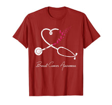 Load image into Gallery viewer, Nurse Breast Cancer Awareness Pink Ribbon Stethoscope Heart T-Shirt