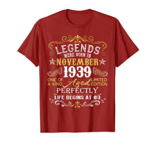 Load image into Gallery viewer, Legends Were Born In November 1939 80th Birthday Gifts T-Shirt