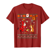 Load image into Gallery viewer, Basketball Christmas Ugly Sweater Dunking Santa and Reindeer T-Shirt-2347380