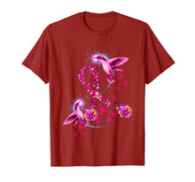 Load image into Gallery viewer, Hummingbird Flower Pink Ribbon Breast Cancer Awareness T-Shirt