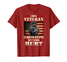 Load image into Gallery viewer, Distressed I Am A Veteran I Can Fix Stupid - Veterans Day T-Shirt