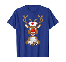 Load image into Gallery viewer, Christmas Scrub Top Reindeer Scrubs Rubber Gloves Nurses T-Shirt