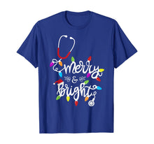 Load image into Gallery viewer, Nurse Stethoscope Merry and Bright Christmas Lights Gift T-Shirt