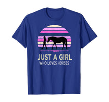 Load image into Gallery viewer, Just a Girl Who Loves Horses - Riding Retro sunset Gifts T-Shirt