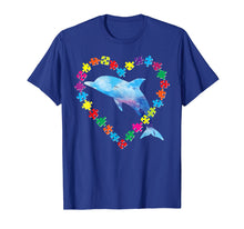 Load image into Gallery viewer, Autism Awareness Love Strong Colorful Puzzle Dolphin T-Shirt