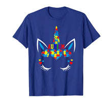 Load image into Gallery viewer, Autism Awareness Unicorn With Colorful Puzzle Tshirt