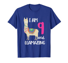 Load image into Gallery viewer, 9th Birthday Llama I'm 9 Years Old and Llamazing T-Shirt
