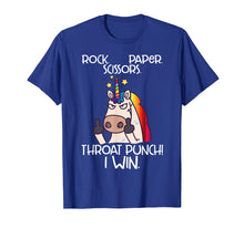 Load image into Gallery viewer, Rock Paper Scissors Throat Punch I Win Funny Unicorn Shirt