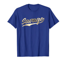 Load image into Gallery viewer, Savage T-Shirt Retro 1970s Baseball Script Font
