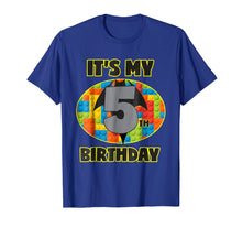 Load image into Gallery viewer, Birthday Boys Shirt Age 5 Bat Superhero Bricks Blocks