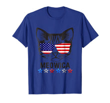 Load image into Gallery viewer, 4th of July T Shirt American Flag Cat MEOWICA Shirt