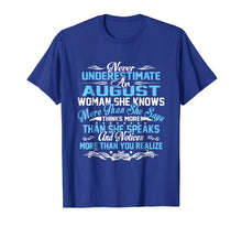 Load image into Gallery viewer, Never Underestimate An AUGUST Woman T-Shirts