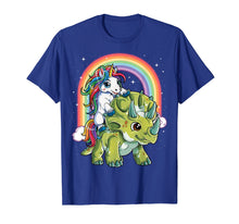 Load image into Gallery viewer, Unicorn Riding Dinosaur T shirt Triceratops Party Rainbow