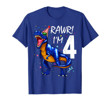 Load image into Gallery viewer, Rawr I'm 4 4th Birthday Dinosaur Shirts Boys Dinosaur Gift