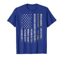 Load image into Gallery viewer, American Flag 911 Dispatcher T-Shirt gold line USA Flag