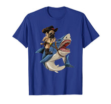 Load image into Gallery viewer, Cowboy Pug Riding Shark Tshirt Funny Pug Dog Lover Gifts