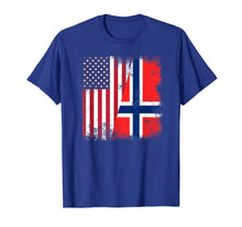 Load image into Gallery viewer, Half Norwegian Flag T-Shirt | Vintage Norway USA Gift