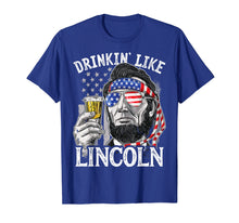 Load image into Gallery viewer, 4th of July Shirts for Men Drinking Like Lincoln Abraham Tee