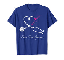 Load image into Gallery viewer, Nurse Breast Cancer Awareness Pink Ribbon Stethoscope Heart T-Shirt