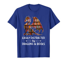 Load image into Gallery viewer, easily distracted by Dragon and Books nerds T-Shirt