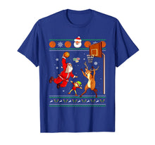 Load image into Gallery viewer, Basketball Christmas Ugly Sweater Dunking Santa and Reindeer T-Shirt-2347380