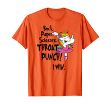 Load image into Gallery viewer, Rock paper scissors throat punch I win unicorn T-Shirt