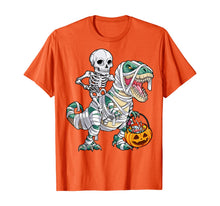 Load image into Gallery viewer, Skeleton Riding Mummy Dinosaur T rex Halloween Kids Boys Men T-Shirt