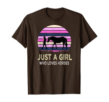 Load image into Gallery viewer, Just a Girl Who Loves Horses - Riding Retro sunset Gifts T-Shirt