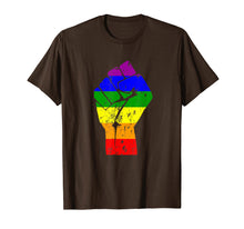 Load image into Gallery viewer, Resist Fist Rainbow Flag Gay Pride T-Shirt