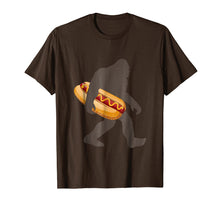 Load image into Gallery viewer, Bigfoot Carrying hotdog T Shirt, Funny Sasquatch Gift