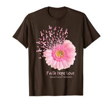 Load image into Gallery viewer, Faith Hope Love Breast Cancer Awareness Flower Pink T-Shirt