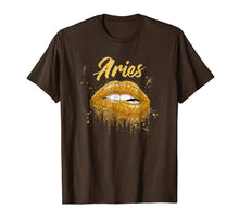 Load image into Gallery viewer, Aries Zodiac Birthday Golden Lips T-Shirt for Black Women