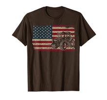 Load image into Gallery viewer, Farm Tractors America Flag T-Shirt I Patriotic Farming Gift