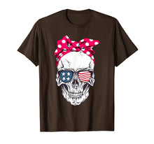 Load image into Gallery viewer, Pink Bandana Skull American Flag Glasses T Shirt