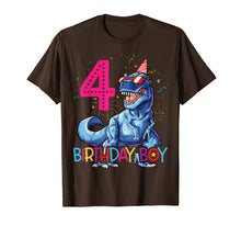 Load image into Gallery viewer, Dinosaur T rex 4 year Old T shirt Kids 4th Birthday T-shirt