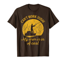 Load image into Gallery viewer, Funny Fishing T-shirt. Can't work today My arm is in A cast